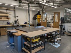 A view of the inside of the Woodshop