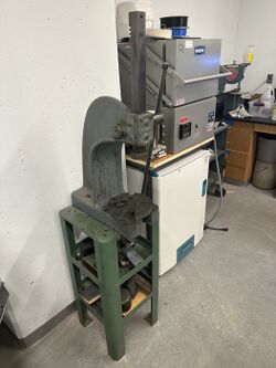 A photo of the arbor press in the Instrument Shop.