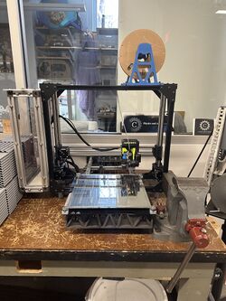 A photo of the LulzBot 3D printer in the Student Machine Shop.