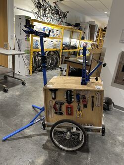 A photo of the Bike Repair Cart in the Repair Lair.