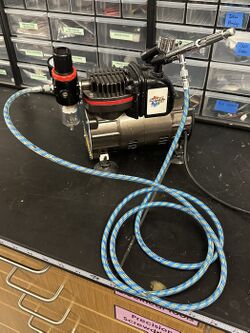 A photo of the Spaz Stix airbrush in the Makerspace.
